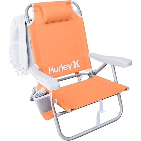 Hurley Deluxe Backpack Beach Chair, Solid, Papaya CHHRDLXSPPY
